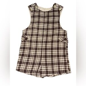 Vintage 70s Groovy Corduroy Plaid Baby Romper 12-18m